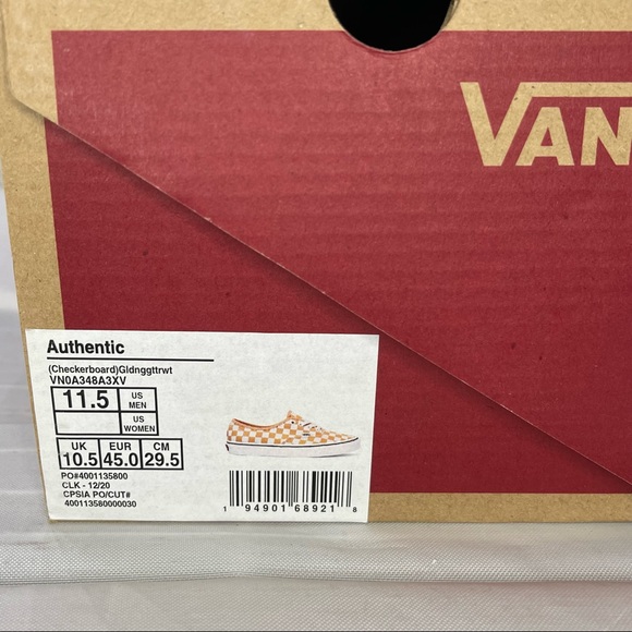 Vans Authentic Gold Checkerboard Lace Up Skate Shoes Mens Size 11.5 - Picture 11 of 11